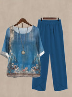 Printed Half Sleeve Top and Pants Set