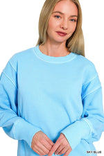 Zenana Pigment Dye Exposed-seam Fleece Sweatshirt