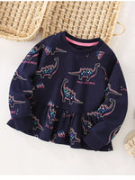 Children's Dinosaur Print Ruffle Hem Sweatshirt