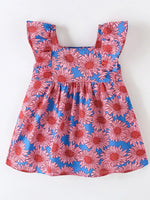 Children's Floral Print Ruffled Sleeveless Dress