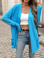 Ruched Pocket Open Front Cardigan