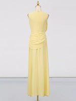 Sleeveless Ruched High-Slit Maxi Dress