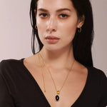 18K Gold-Plated Stainless Steel Necklace with Teardrop Pendant