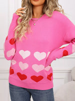 Valentine's Day Heart Pattern Crew Neck Sweater