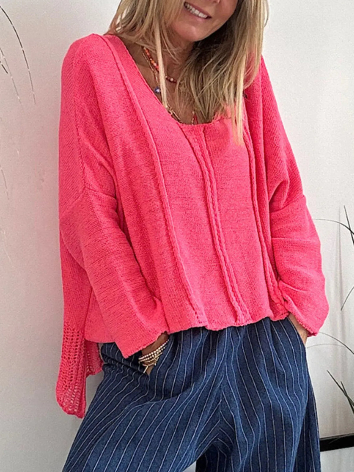 High-Low Drop Shoulder Sweater