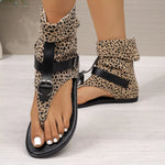 Leopard Toe Post Sandals