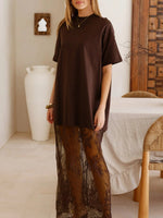 Floral Patchwork Short Sleeve T Shirt Loose Dress