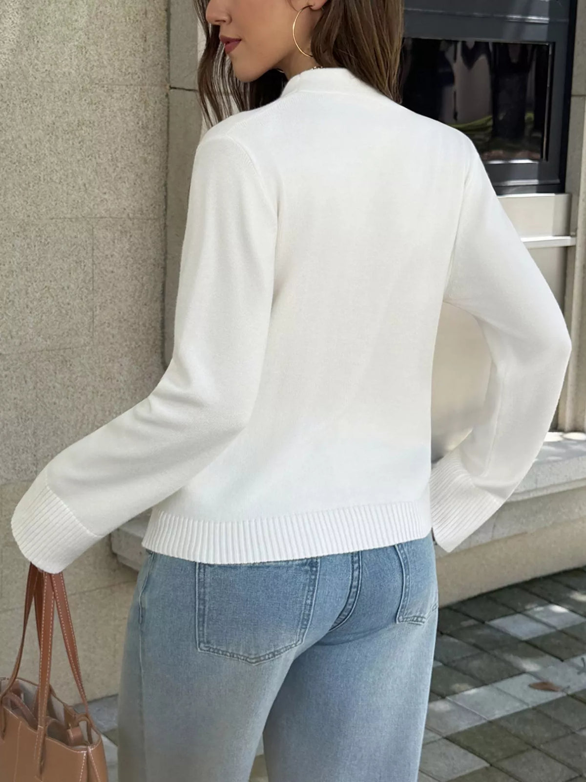 V-Neck Button-Down Knit Cardigan