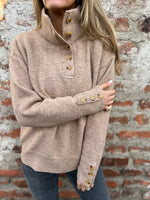 Full Size Button-Detail Turtleneck Sweater Plus Size