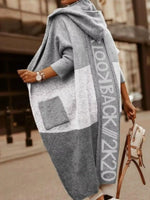 Full Size Hooded Color Block Open Front Cardigan Plus Size