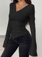 Asymmetrical Long Sleeve Fitted T-Shirt