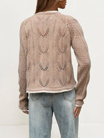 Hollow-Out Knit Button-Down Cardigan