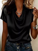 Full Size Satin Cowl Neck Blouse Plus Size
