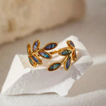 18K Gold-Plated Resin Leaf Bypass Ring
