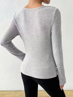 Cowl Neck Ribbed Long Sleeve Sweater