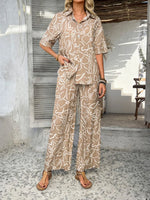 Devine Printed Button Down Shirt and Pants Set