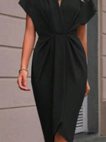 Ruched Surplice Short Sleeve Dress
