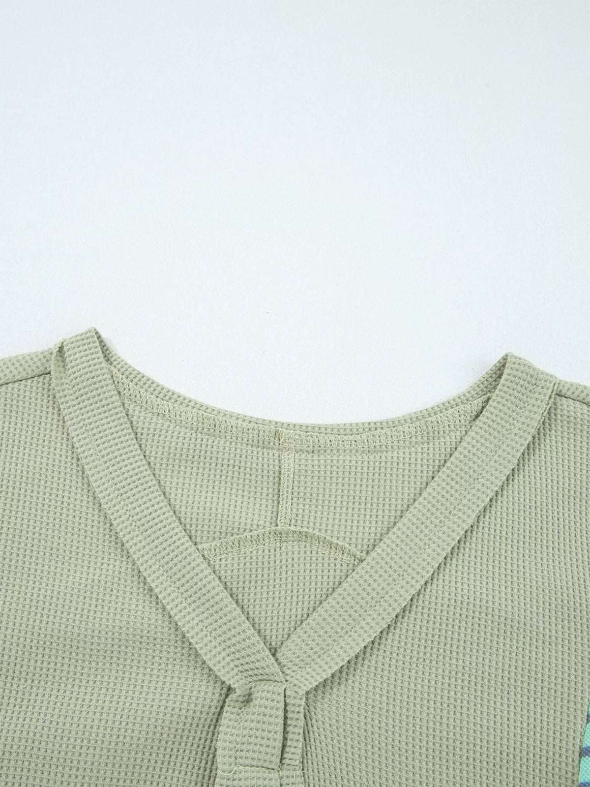 Exposed Seam Waffle Striped Patchwork Baggy Blouse
