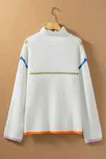 Contrast Half Zip Drop Shoulder Sweater