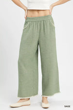Umgee Frayed Hem Wide Leg Pants