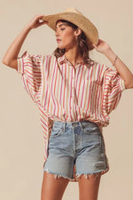 SO ME Multicolored Stripe Button Down Shirt