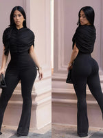 Ruched Flare Leg Jumpsuit