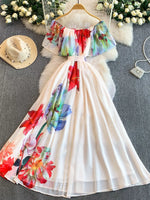 Floral Off-Shoulder A-Line Dress