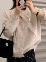 Lace Bowknot Knit Cardigan