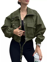 Drawstring Hem Zip Up Jacket