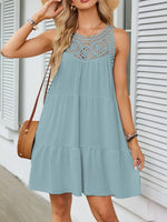 Ruffled Hem Lace Sleeveless Dress
