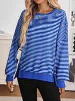 Exposed Seam Striped Contrast Sweatshirt