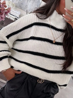 Striped Turtleneck Long Sleeve Sweater