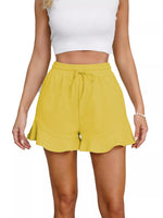 Ruffle Hem Drawstring Shorts