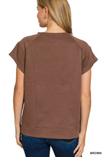 Zenana Textured Knit Jacquard Short Sleeve Top