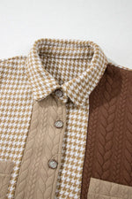 Button DownHoundstooth Color Block Shacket