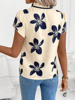 Tie Neck Short Sleeve Blouse