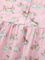 Children's Bunny Print Round Neck Casual Dress