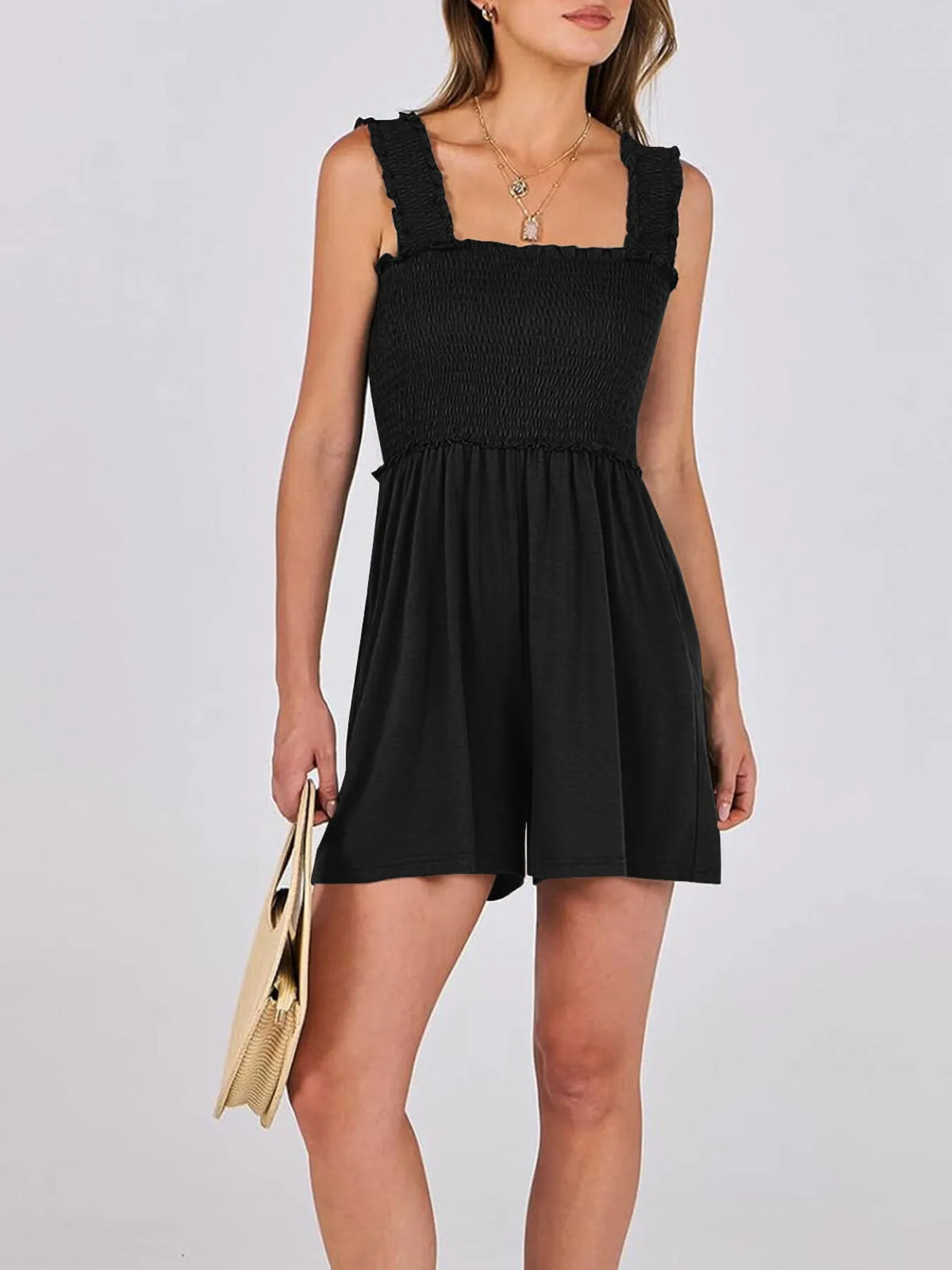 Smocked Square Neck Summer Romper