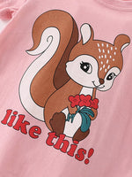 Children's Cute Squirrel Graphic Short Sleeve T-Shirt