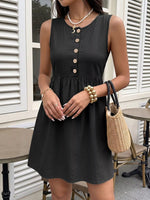 Sleeveless Button-Front A-Line Dress