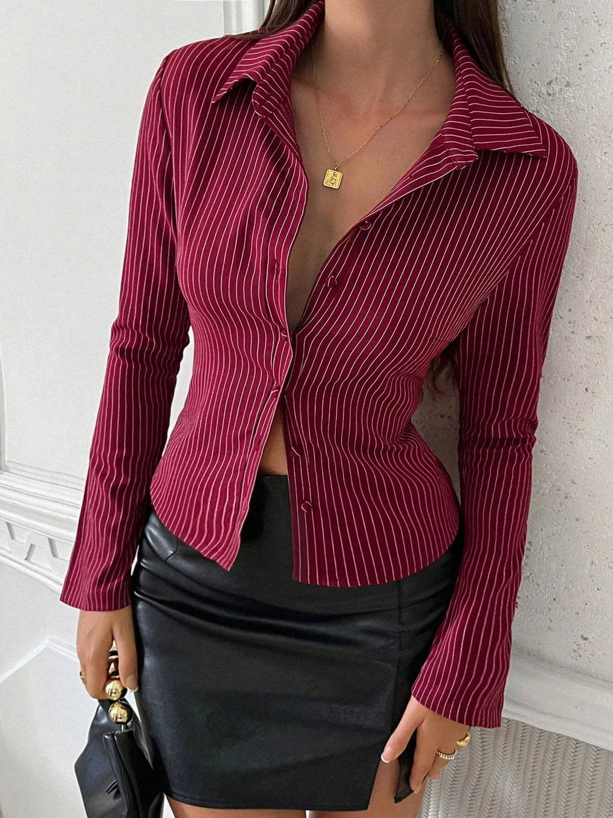 Striped Button Up Long Sleeve Shirt
