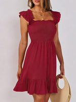 Smocked Ruffle Hem Mini Dress