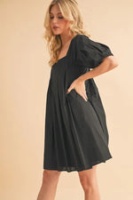 Aemi + Co Square Neck Babydoll Dress with Pockets