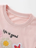 Children's Embroidered Flower Ruffle Sleeve T-Shirt