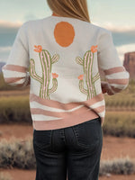 Desert Cactus Buttoned Front Sweater Cardigan