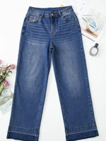 Raw Hem Unique Cuffs Straight High Rise Loose Jeans
