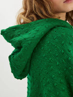 Textured Dot Knit Long Sleeve Hooded Sweater