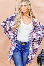 And The Why Floral Print Dolman Sleeve Kimono Cardigan