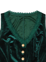 Velvet Lace Trim Button-Down Vest
