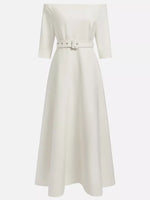 Elegant Off-Shoulder Belted Maxi Dress